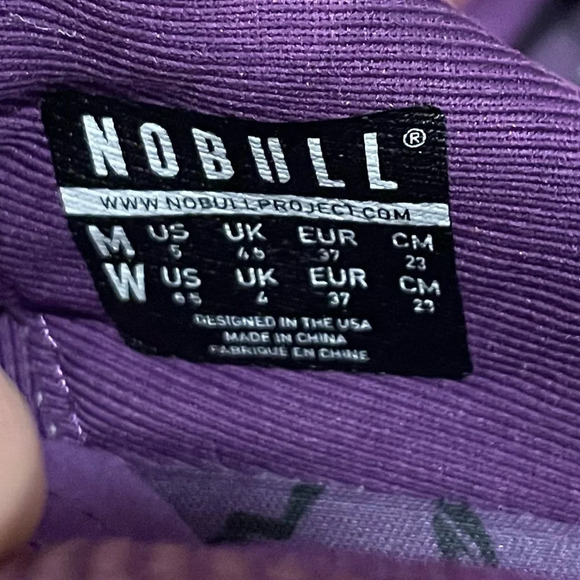 NOBULL PURPLE CAMO TRAINERS Women 6.5 Mens 5 - Picture 4 of 10